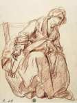 Greuze Jean-Baptiste Study for The Paralytic. Study of a Seated Woman - Hermitage